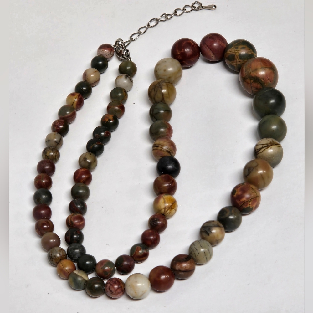 Red Creek Jasper Graduated Bead Necklace 6-14mm, 19" w/1.5" ext. - Picture 7 of 8